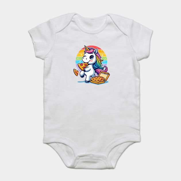Pizza Unicorn Lover, Love Eating Pizza Baby Bodysuit by logiamerch